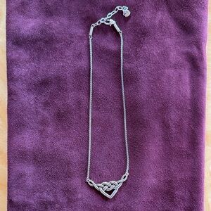 Brighton Silver Plated Interlocking Heart  Women's Necklace with Bag